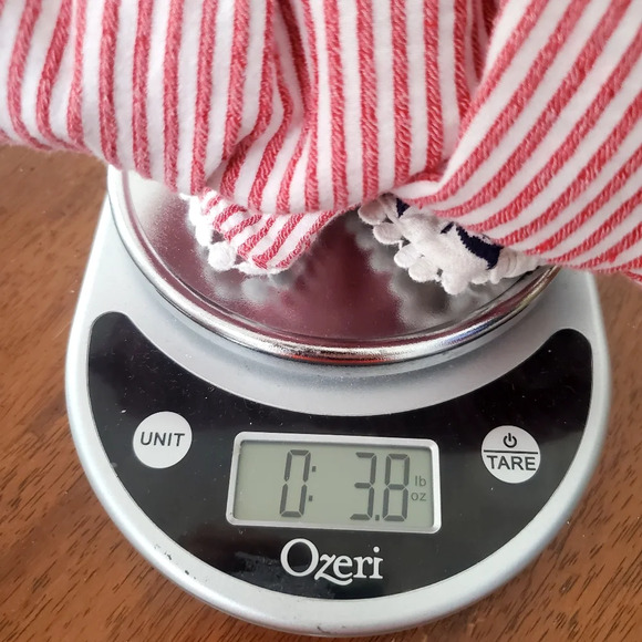 THML Red Pinstripe Navy Floral Embroidered Flowy Boho Top Small - Picture 10 of 10